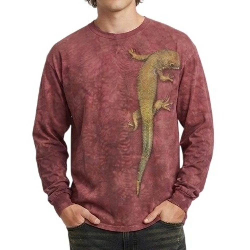 VTG 1990s The Mountain‎ Maroon Lizard Print Long Sleeve T-Shirt Size XL